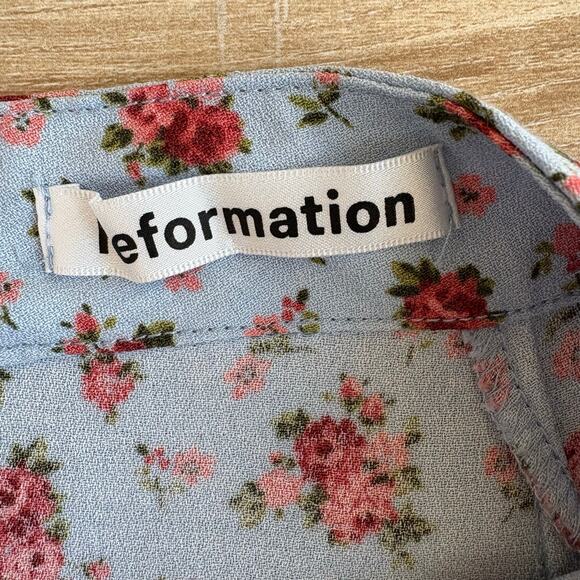 Reformation Flounce Skirt in Blue Floral Petunia Size 4 - Picture 2 of 4